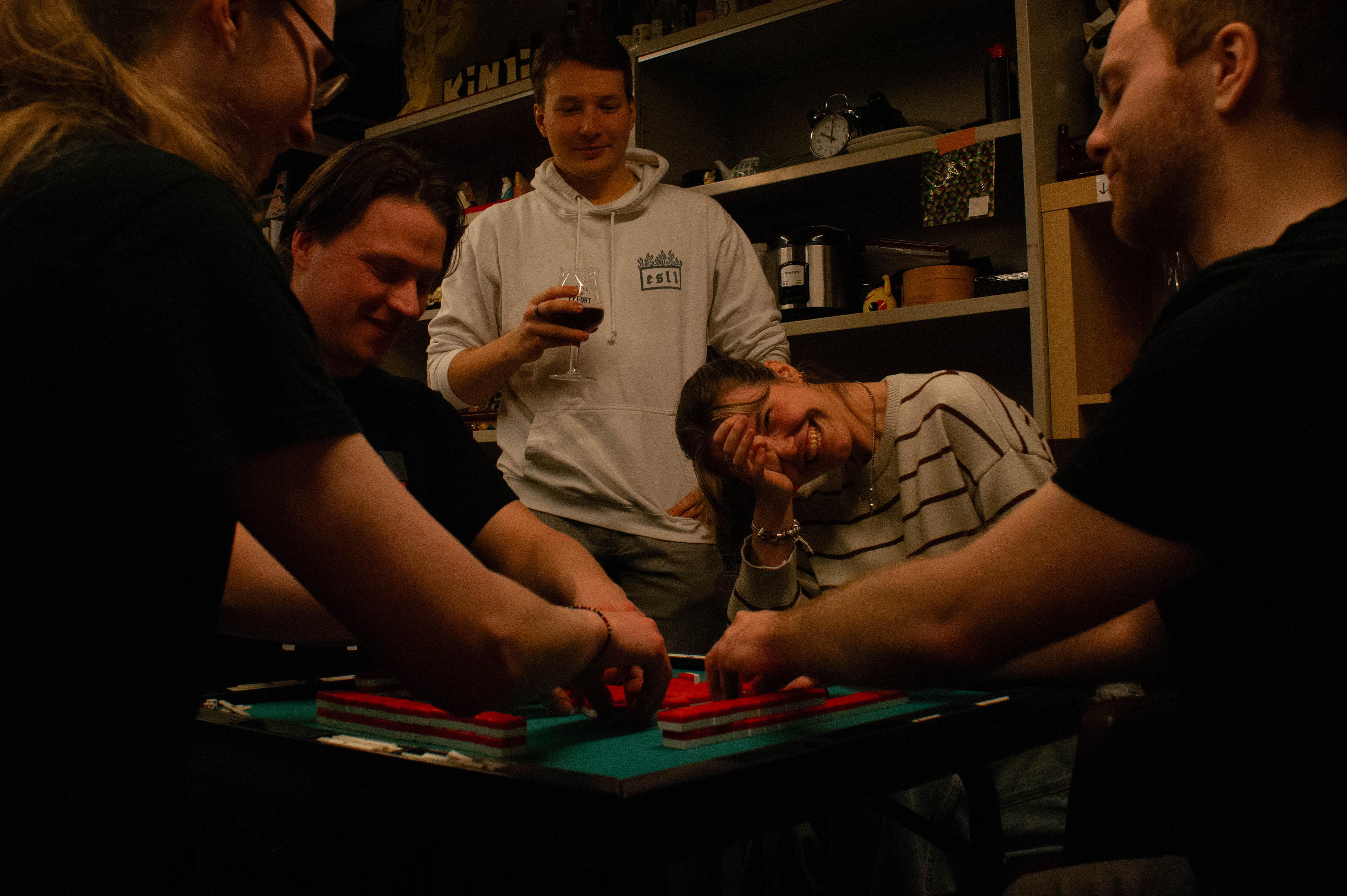 Members playing Mahjong